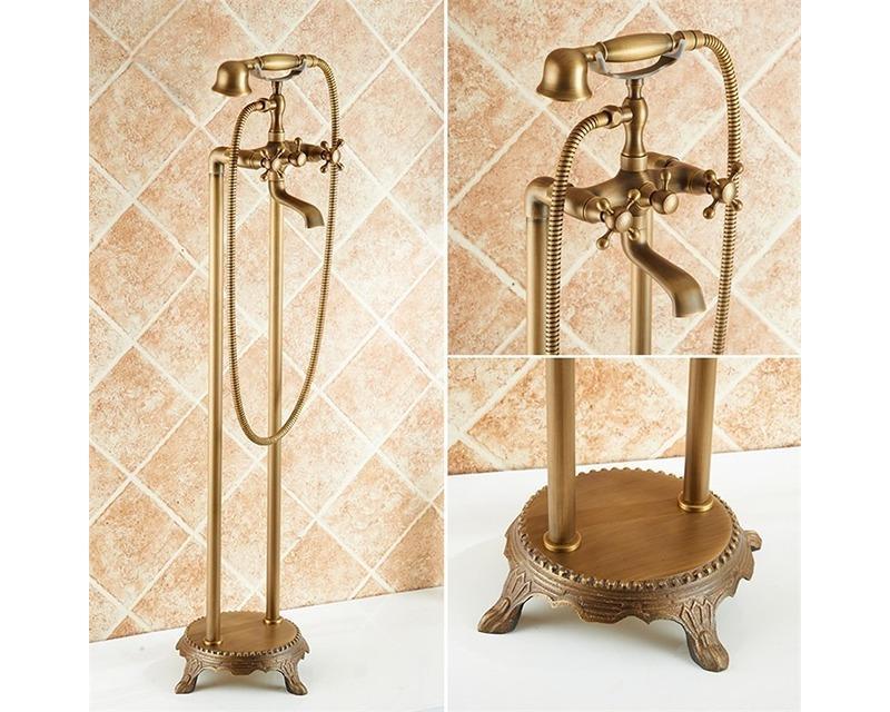 Antique Brass Pedestal Shower Set