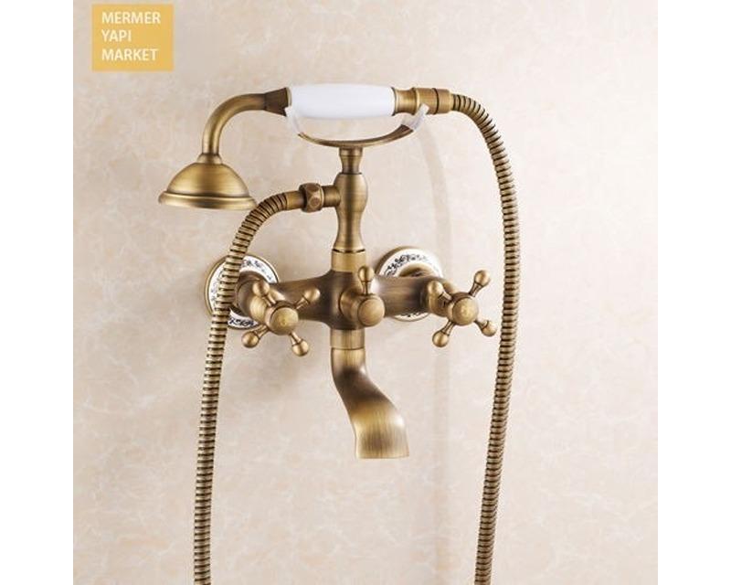 Antique Bathroom Faucet Set With Fountain White